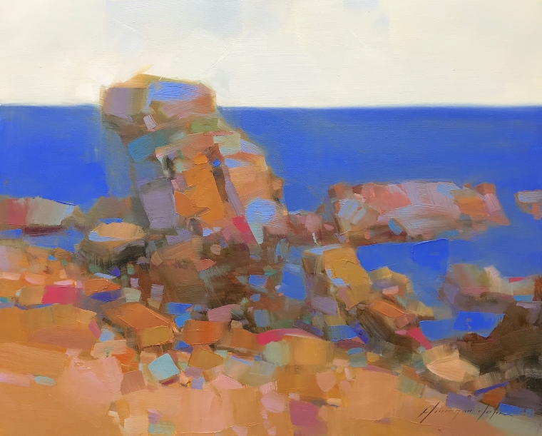 Vibrant  Cliffs, Original oil Painting, Handmade artwork, One of a Kind      